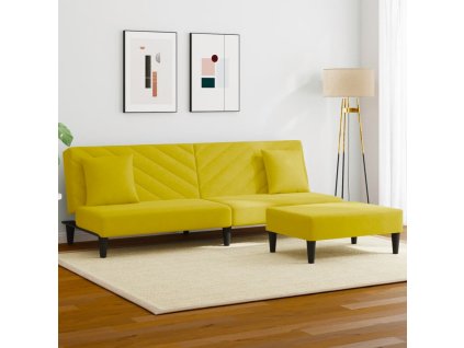 vidaXL 2-dielna sedacia súprava s vankúšmi žltá zamat