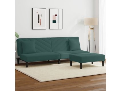 vidaXL 2-dielna sedacia súprava s vankúšmi tmavozelená zamat