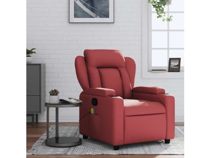 vidaXL Sklápacie masážne kreslo vínovo-červené umelá koža