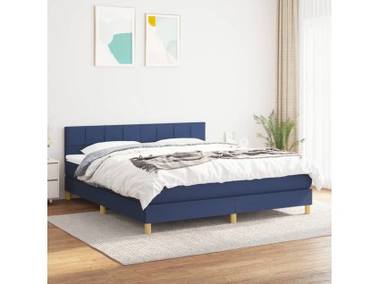 vidaXL Posteľný rám boxspring s matracom modrý 180x200 cm látka