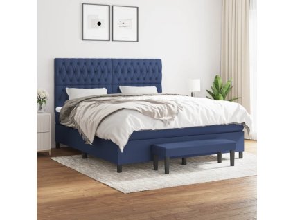 vidaXL Posteľný rám boxspring s matracom modrý 180x200 cm látka