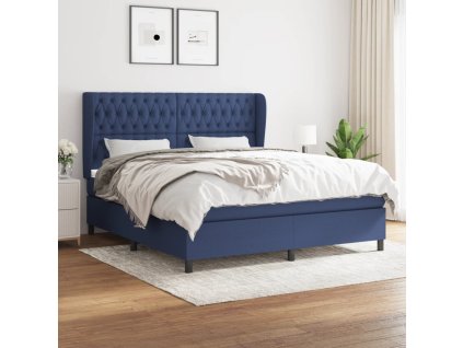 vidaXL Posteľný rám boxspring s matracom modrý 180x200 cm látka