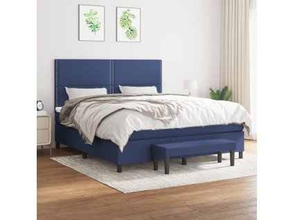 vidaXL Posteľný rám boxspring s matracom modrý 180x200 cm látka