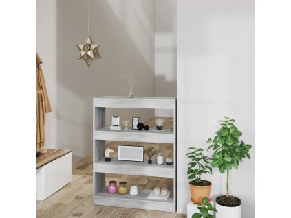 vidaXL Knižnica/rozdeľovač sivý dub 80x30x103 cm spracované drevo