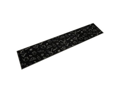 vidaXL Kuchynský koberec, prateľný, Ráno, čierny 60x300 cm, zamat