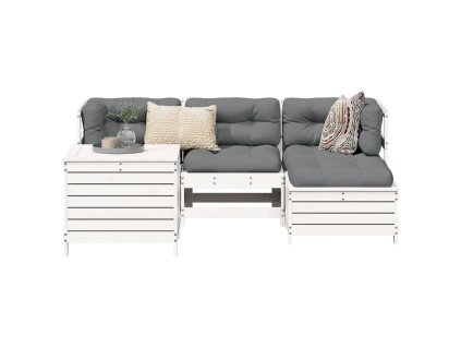 vidaXL 5-dielna záhradná súprava pohoviek biela borovicový masív