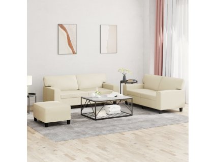 vidaXL 3-dielna pohovka krémová umelá koža