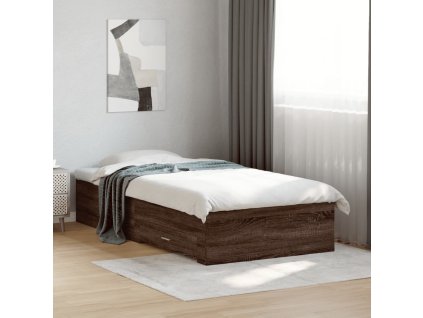 vidaXL Posteľný rám so zásuvkami hnedý dub 100x200 cm kompozitné drevo