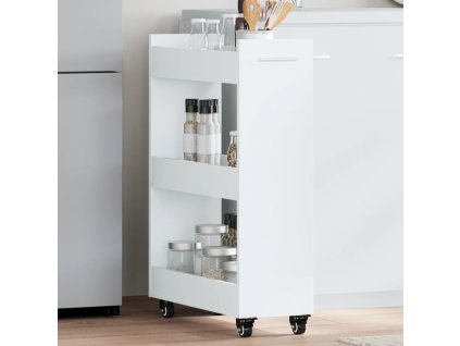 vidaXL Skrinka s kolieskami biela 60x22x79 cm kompozitné drevo