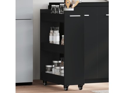 vidaXL Skrinka s kolieskami čierna 60x22x79 cm kompozitné drevo