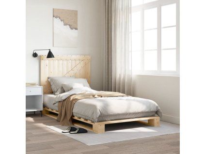 vidaXL Posteľný rám s čelom 100x200 cm borovicový masív