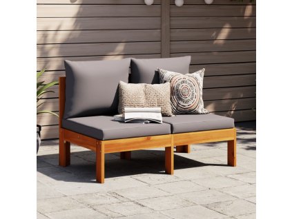 vidaXL Záhr. pohovka bez podrúčok s vankúšmi 2-miestna masívna akácia