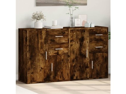 vidaXL Komody 2 ks dymový dub 60x31x70 cm kompozitné drevo