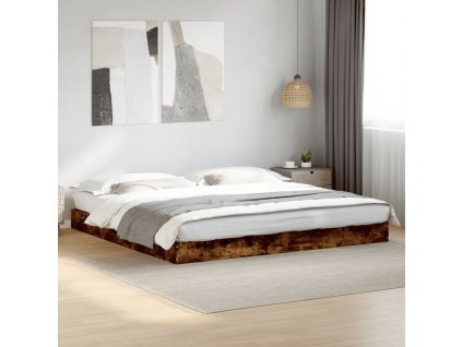 vidaXL Posteľný rám bez matraca dymový dub 180x200 cm kompozitné drevo