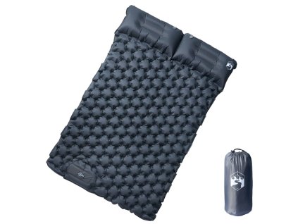 vidaXL Samonafukovací kempingový matrac s vankúšmi, 2 osoby, sivý