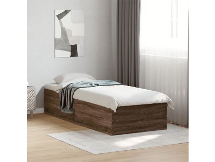 vidaXL Posteľný rám hnedý dub 90x190 cm kompozitné drevo