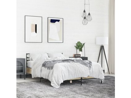 vidaXL Posteľný rám dub sonoma 120x190 cm kompozitné drevo a kov