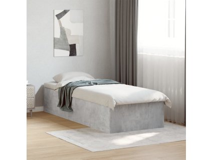vidaXL Posteľný rám betónový sivý 100x200 cm borovicový masív