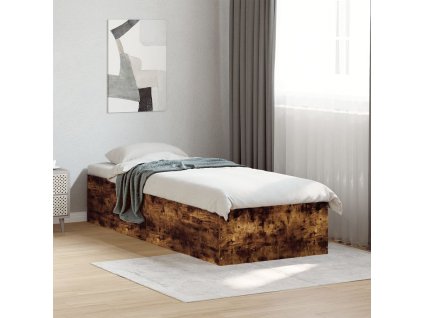 vidaXL Posteľný rám dymový dub 100x200 cm borovicový masív