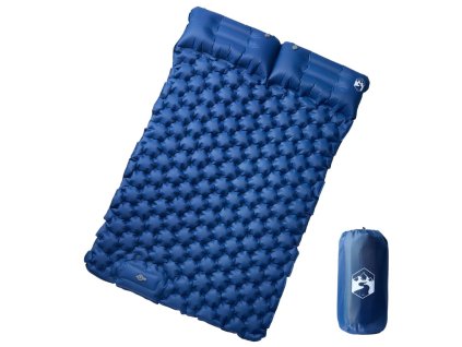 vidaXL Samonafukovací kempingový matrac s vankúšmi, 2 osoby tmavomodrý