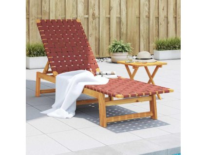vidaXL Lehátko červené masívna akácia a látka