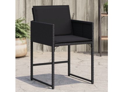 vidaXL Záhradné stoličky so sedákmi 4 ks čierne polyratanové