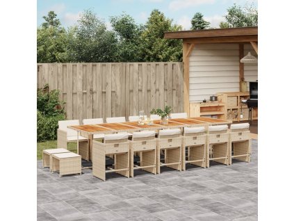 vidaXL 17-dielna záhrad. jedálenská sada vankúše mix béžovej polyratan