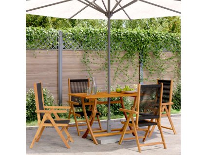 vidaXL Sklápacie záhr. stoličky 4 ks čierne masívne akáciové drevo