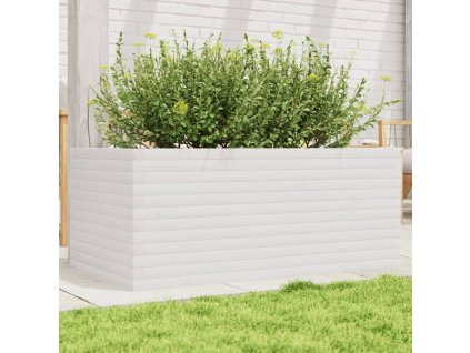 vidaXL Záhradný kvetináč biely 110x60x45,5 cm borovicový masív