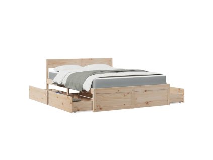 vidaXL Posteľ so zásuvkami a matracom 160x200 cm masívna borovica