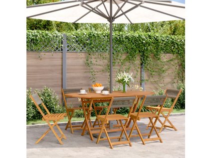 vidaXL Skladacie záhr. stoličky 6 ks sivé masívne akáciové drevo