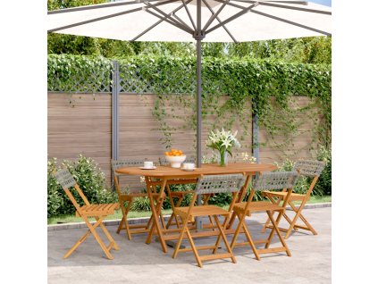 vidaXL Skladacie záhradné stoličky 6 ks sivé polyratan a masívne drevo