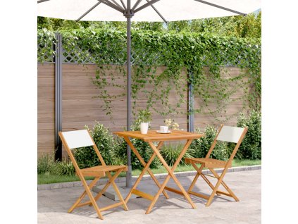 vidaXL 3-dielna bistro súprava krémovobiele látka a masívne drevo