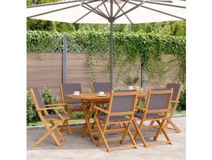 vidaXL Skladacie záhr. stoličky 8 ks antracitové látka a masívne drevo