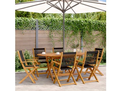 vidaXL Skladacie záhr. stoličky 6 ks čierne masívne akáciové drevo