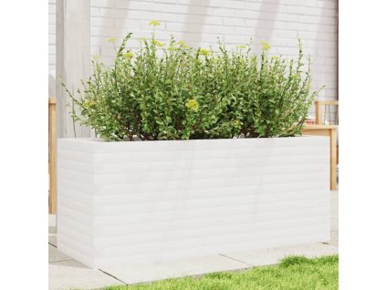 vidaXL Záhradný kvetináč biely 110x40x45,5 cm borovicový masív