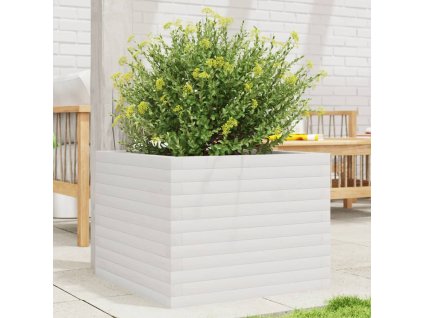 vidaXL Záhradný kvetináč biely 60x60x45,5 cm masívna borovica