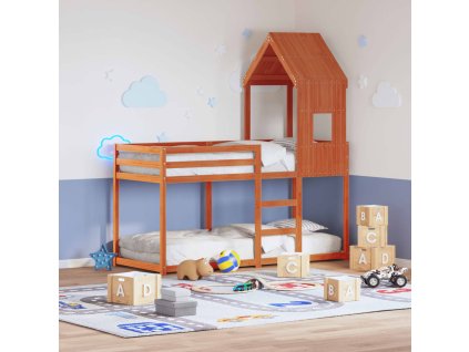 vidaXL Strecha na detskú posteľ voskovohnedá 60x89x134,5 cm borovica