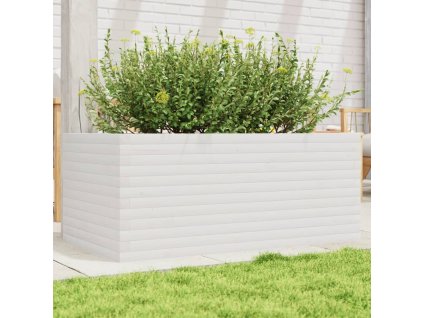 vidaXL Záhradný kvetináč biely 110x60x46 cm borovicový masív