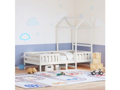 vidaXL Posteľný rám so strieškou biela 80x200 cm borovicový masív