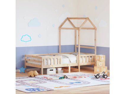 vidaXL Posteľný rám so strieškou 100x200 cm borovicový masív