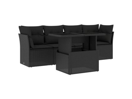 vidaXL 5-dielna záhradná súprava pohoviek s vankúšmi čierna polyratan