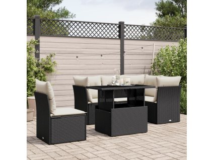 vidaXL 6-dielna záhradná súprava pohoviek s vankúšmi čierna polyratan