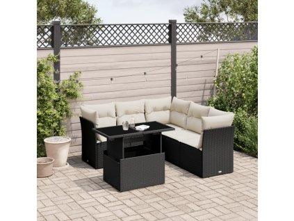 vidaXL 6-dielna záhradná súprava pohoviek s vankúšmi čierna polyratan