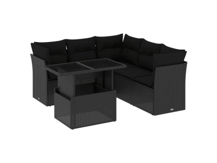 vidaXL 6-dielna záhradná súprava pohoviek s vankúšmi čierna polyratan