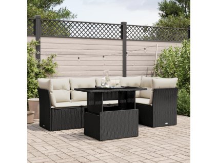 vidaXL 6-dielna záhradná súprava pohoviek s vankúšmi čierna polyratan