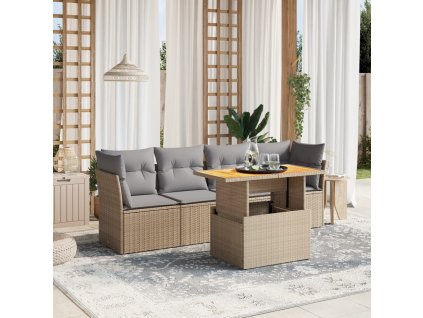 vidaXL 5-dielna záhradná súprava pohoviek s vankúšmi béžová polyratan