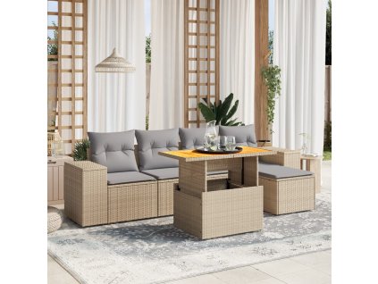 vidaXL 6-dielna záhradná súprava pohoviek s vankúšmi béžová polyratan