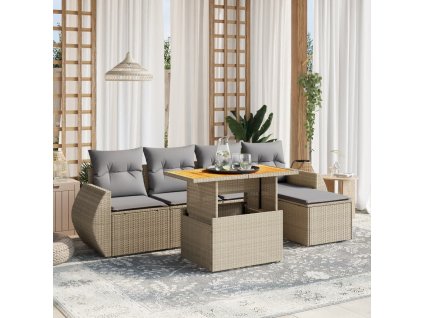 vidaXL 6-dielna záhradná súprava pohoviek s vankúšmi béžová polyratan