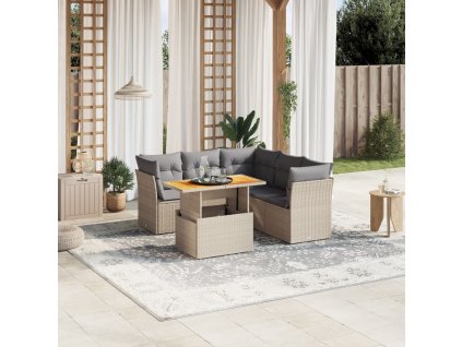 vidaXL 5-dielna záhradná súprava pohoviek s vankúšmi béžová polyratan